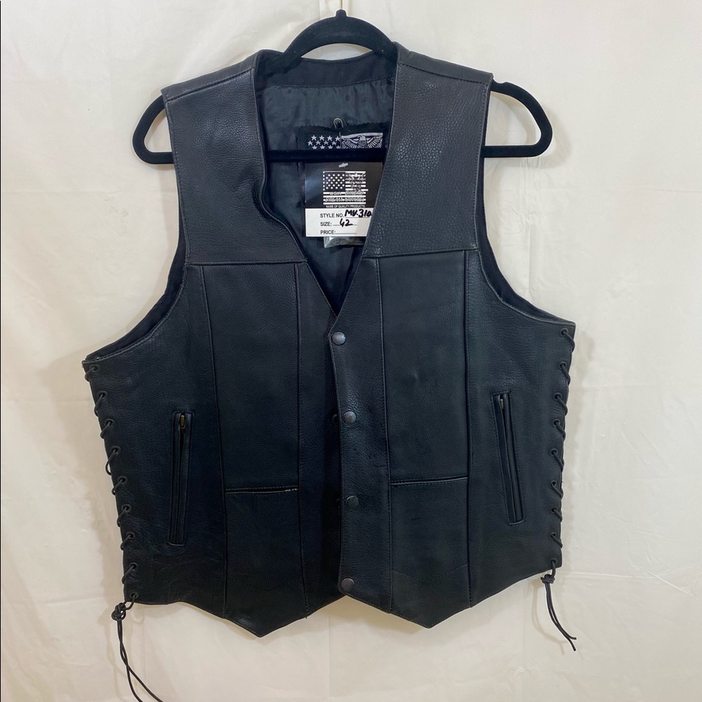USA Biker Dream Apparel Men’s  100% Leather Vest